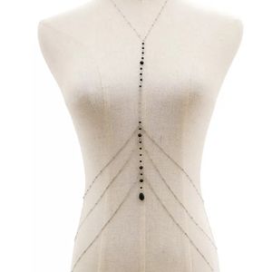 Silver with Black Beads Body Chain